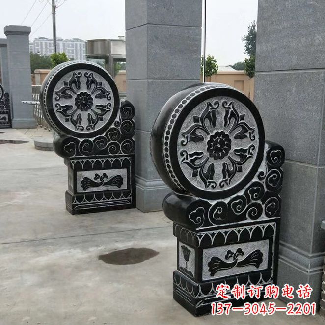 山西中领雕塑自主设计专业制作石雕门墩狮子,专…