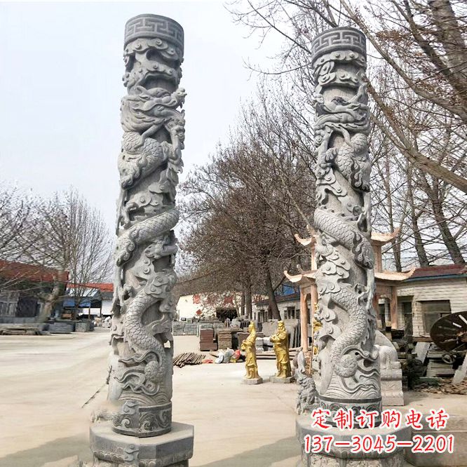山西中领雕塑传统工艺制作精美石雕盘龙柱