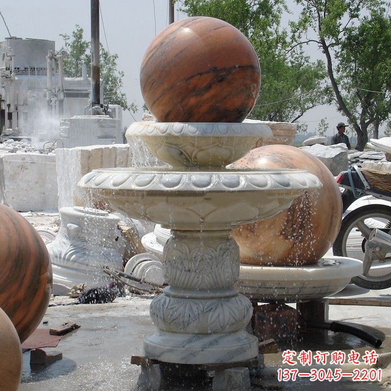 山西艺术精美的青石风水球雕塑
