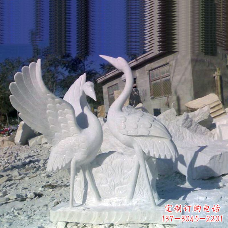 山西石雕仙鹤低头