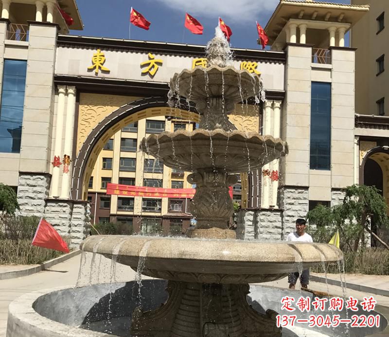 山西石雕小区大型喷泉雕塑