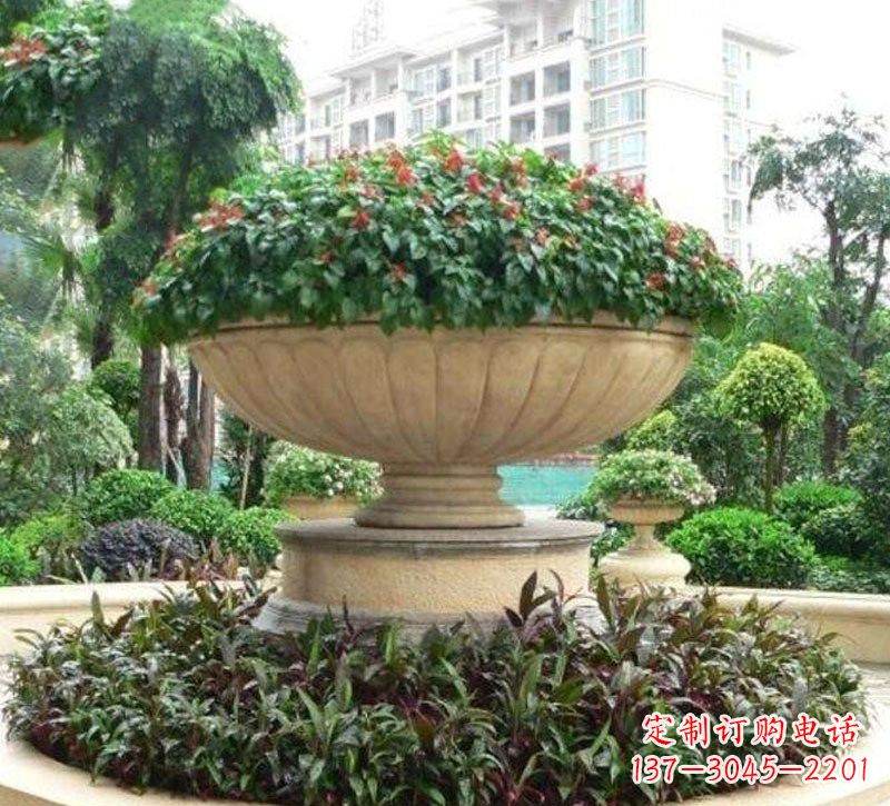 山西石雕小区花盆