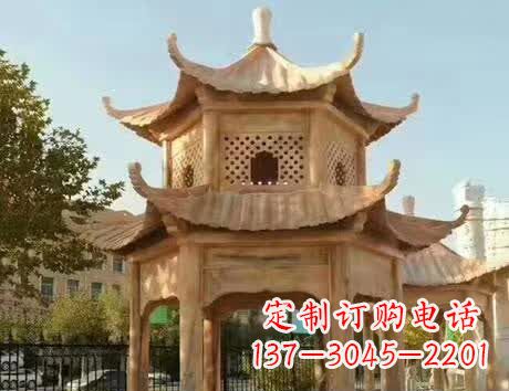山西石雕小区景观双层凉亭