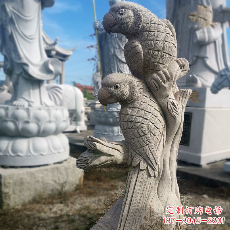 山西石雕鹦鹉景观雕塑摆件