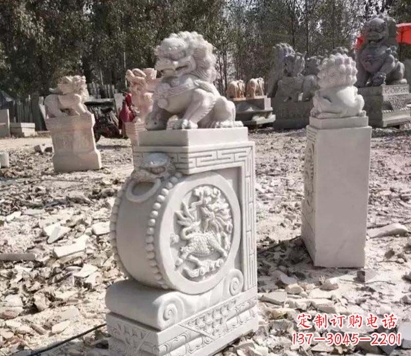 山西石雕园林狮子抱鼓石