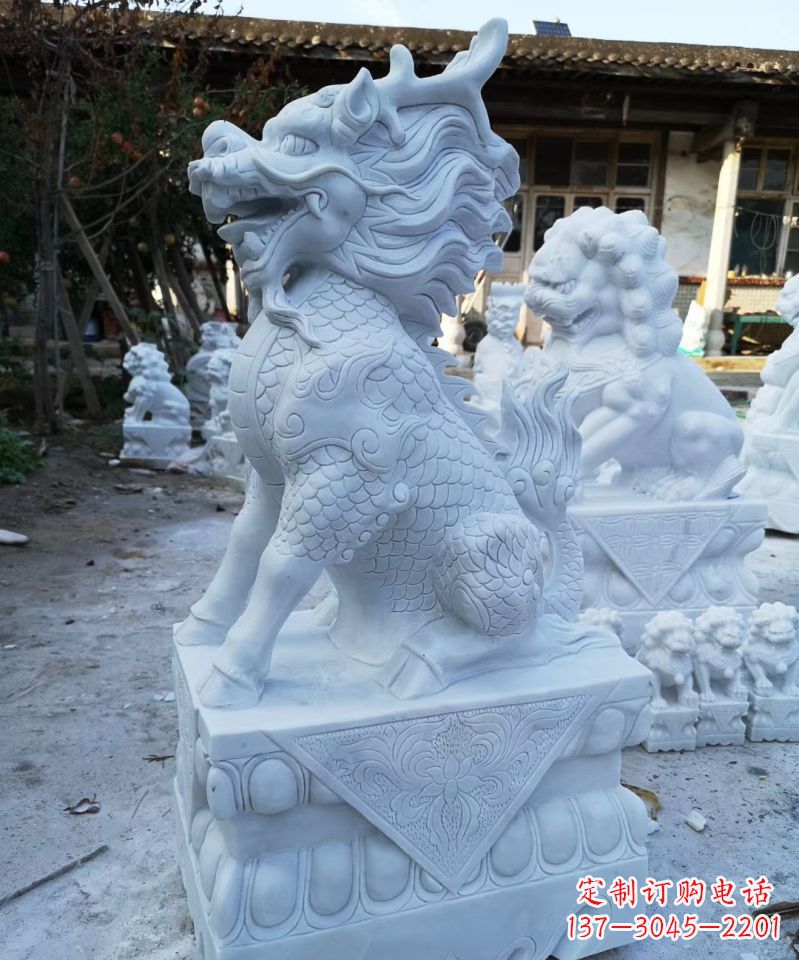 山西石雕镇宅麒麟动物雕塑