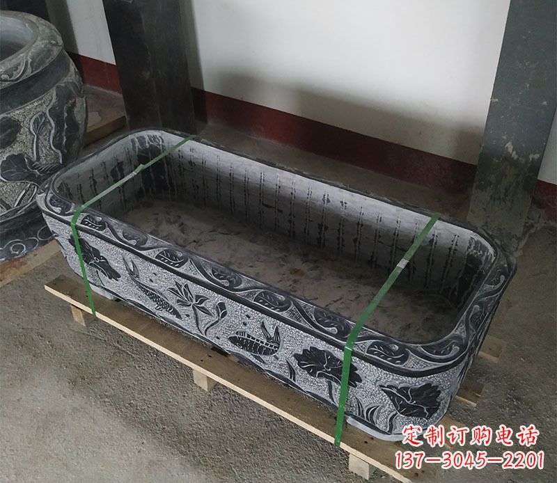 山西石浮雕鱼缸仿古鱼缸石雕