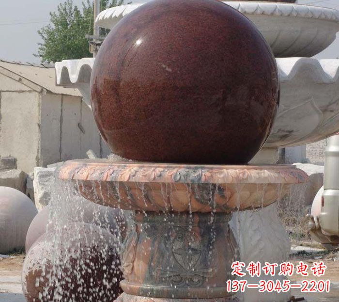 山西石来运转小型风水球喷泉石雕