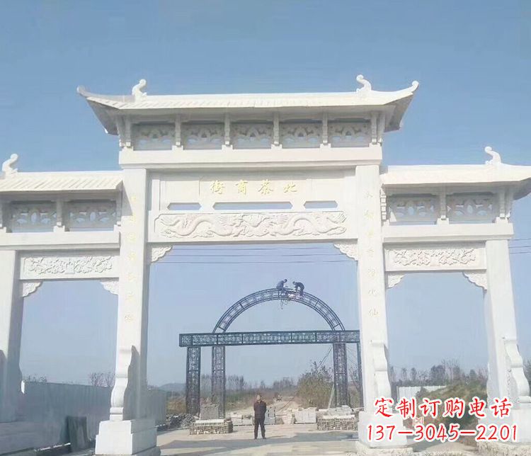 山西石牌坊三门牌坊石雕 (4)