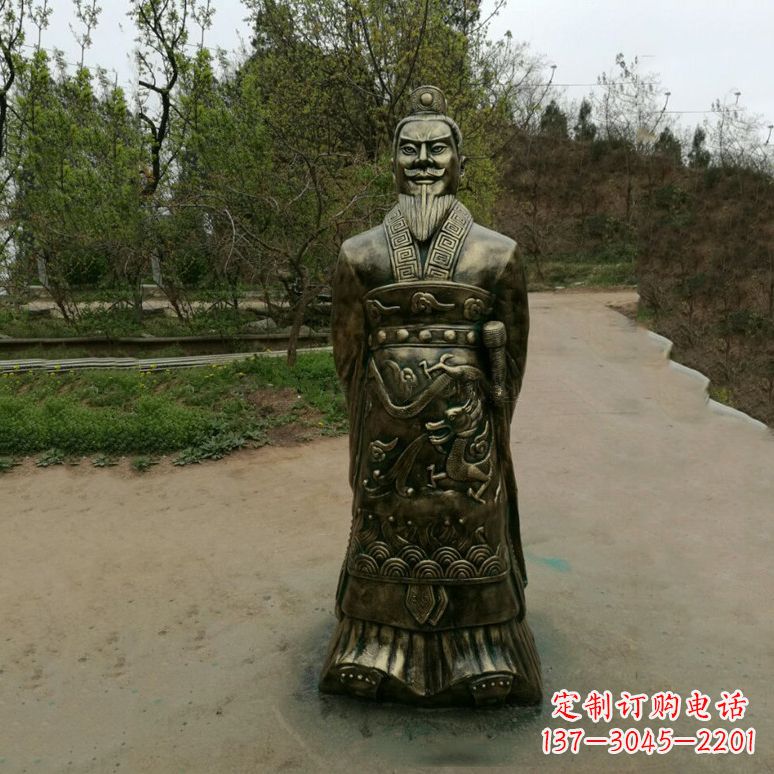 山西始皇嬴政玻璃钢仿铜雕塑