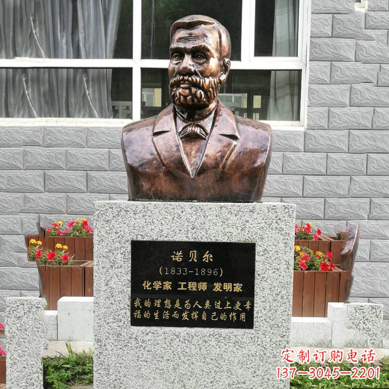 山西世界名人诺贝尔铜雕头像