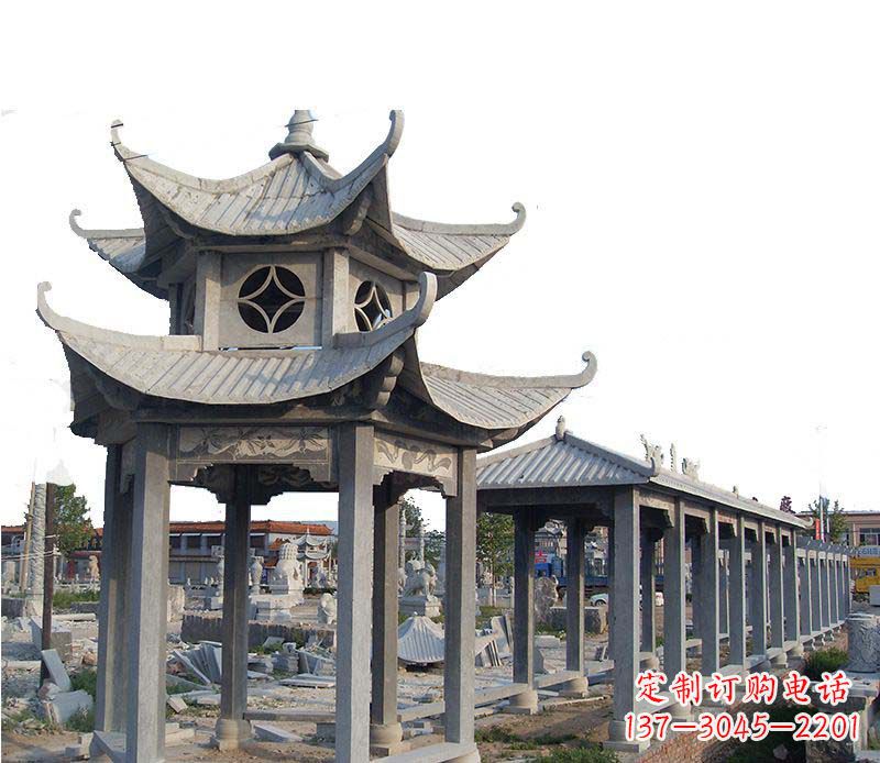 山西双层仿古凉亭石雕