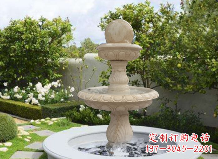 山西双层风水球喷泉别墅石雕