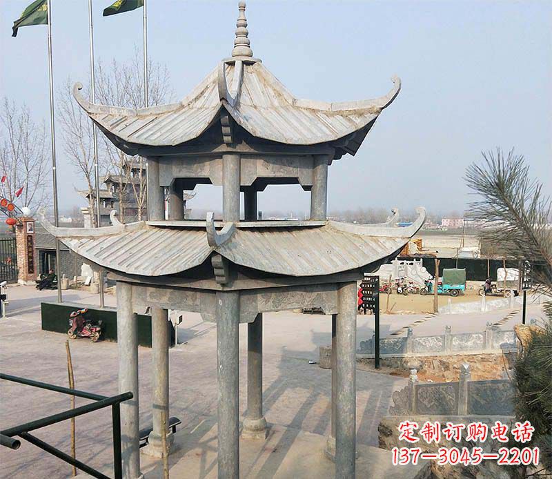 山西双层户外凉亭石雕