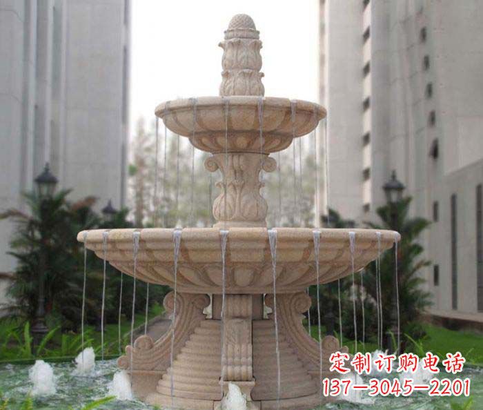 山西双层喷泉小区石雕