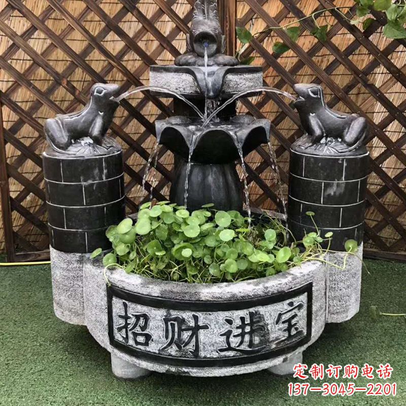 山西双层喷泉石雕