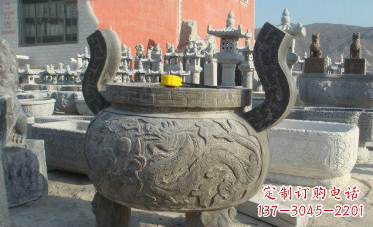 山西双龙戏珠浮雕香炉铜雕