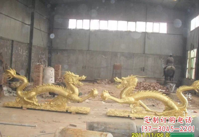 山西双龙戏珠铜雕