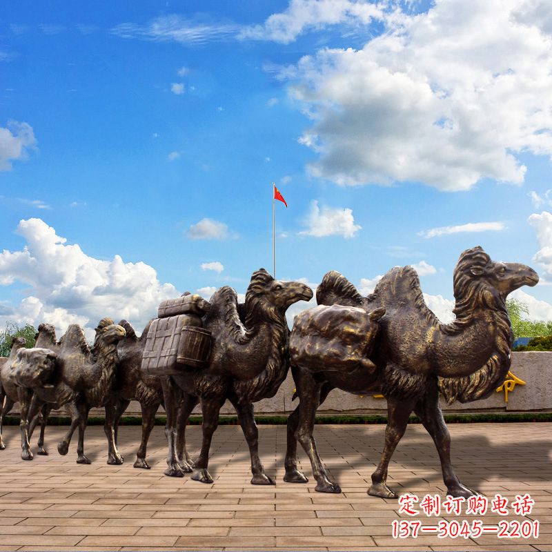 山西丝绸之路骆驼队仿铜景观雕塑