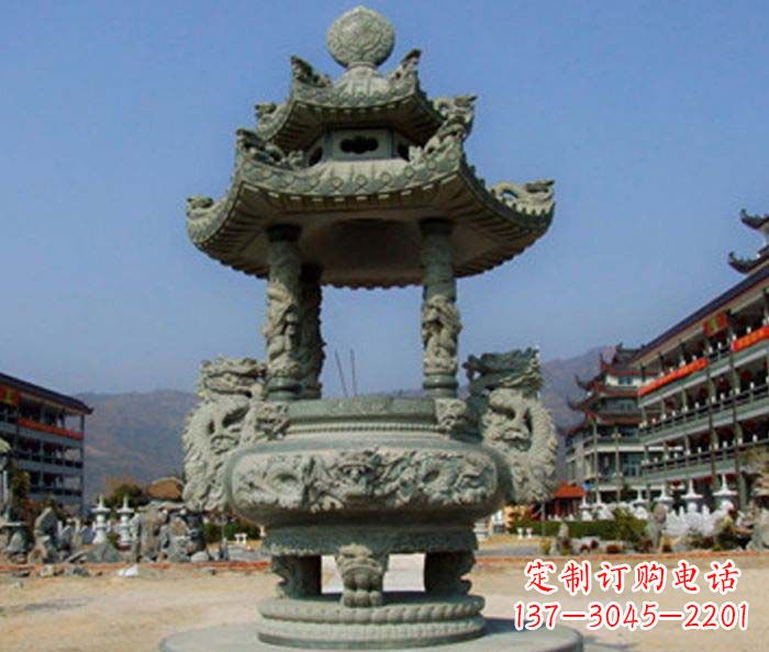 山西寺庙景观仿古石香炉