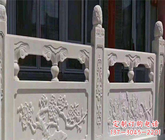 山西寺庙景观汉白玉石浮雕栏板 (2)