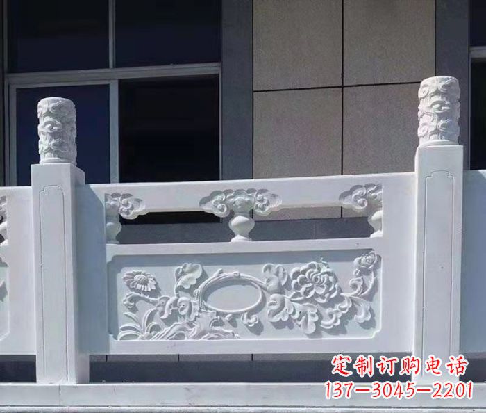 山西寺庙景观汉白玉石浮雕栏板 (4)
