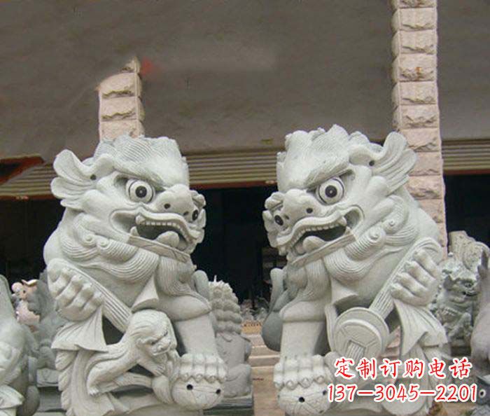 山西寺庙景观南方狮子石雕 (2)