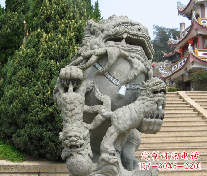 山西寺庙景观狮子石雕