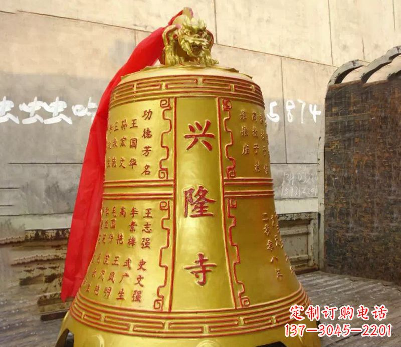 山西寺庙景观铜钟雕塑