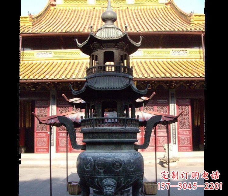 山西寺庙景观香炉铜雕