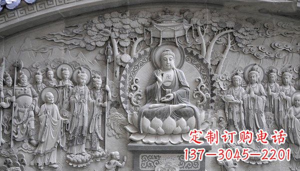 山西寺庙墙壁石浮雕佛像