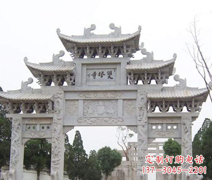 山西寺庙三门牌坊石雕 (2)
