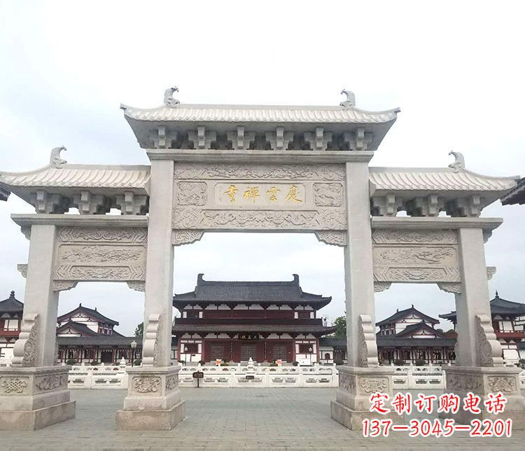 山西寺庙三门牌坊石雕
