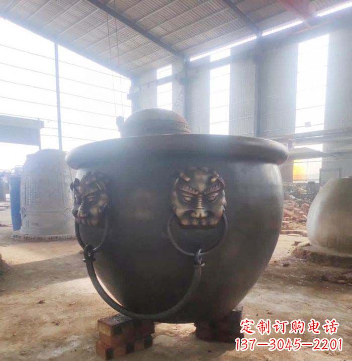 山西寺庙水缸铜雕