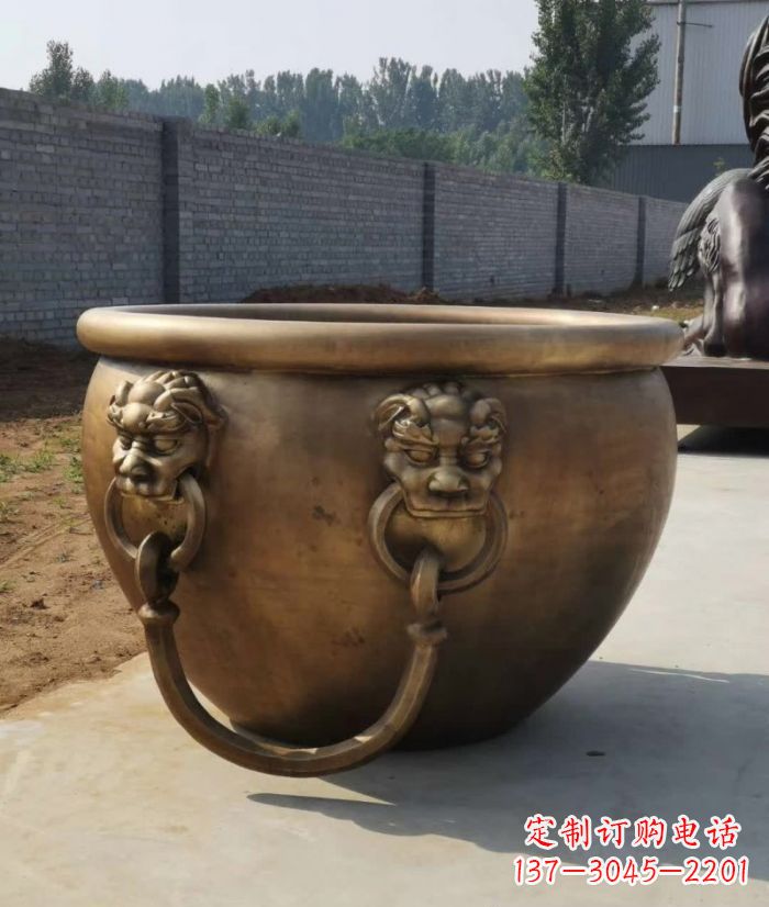 山西寺庙铜雕水缸