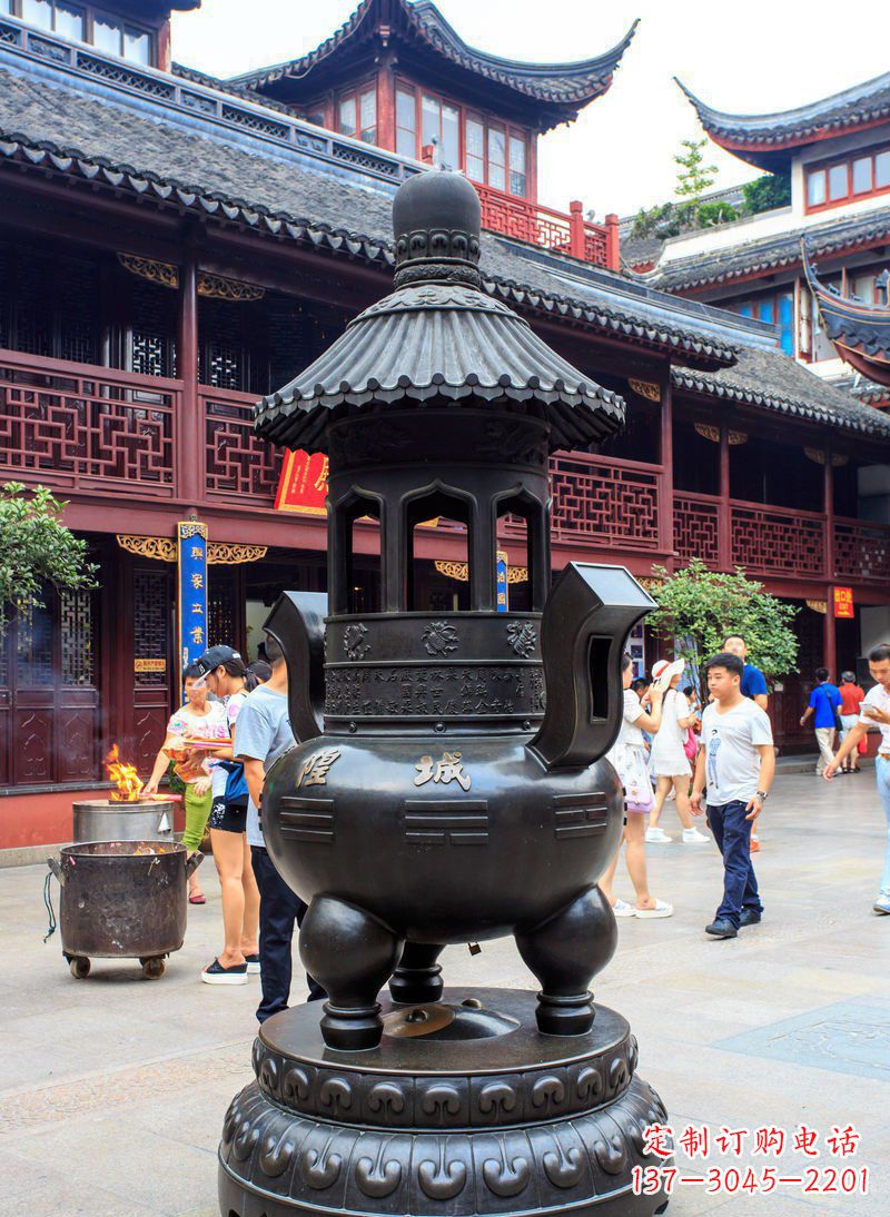 山西寺庙铜香炉铜雕 (2)