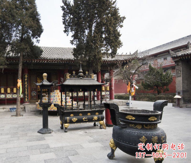 山西寺庙铜香炉铜雕