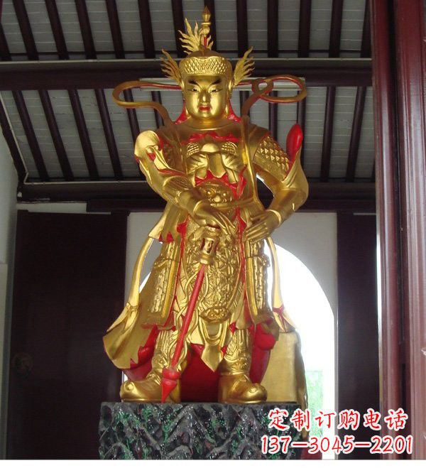 山西寺庙韦陀菩萨铜雕