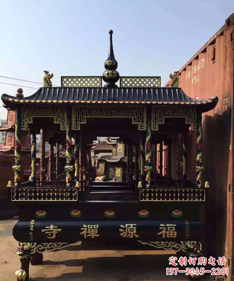 山西寺庙香炉铜雕 (2)