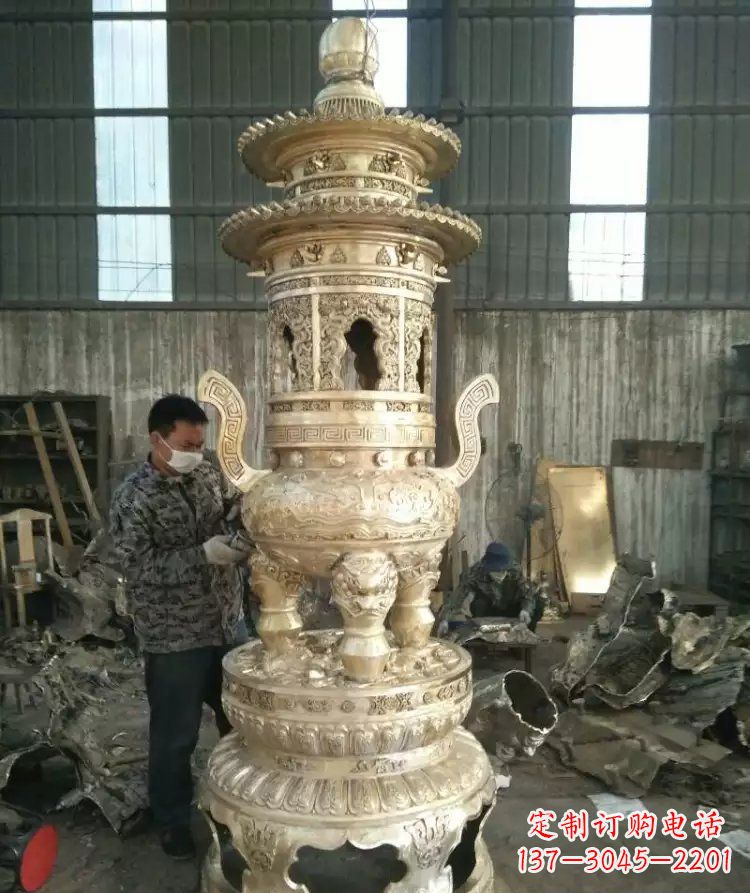 山西寺庙香炉铜雕 (5)