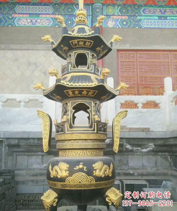 山西寺庙香炉铜雕_1