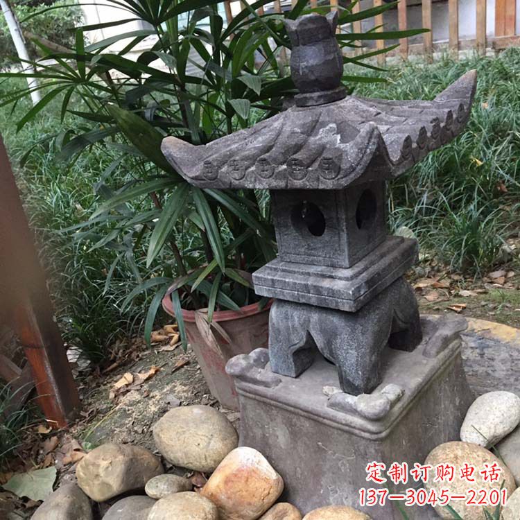 山西寺庙园林青石做旧仿古石灯