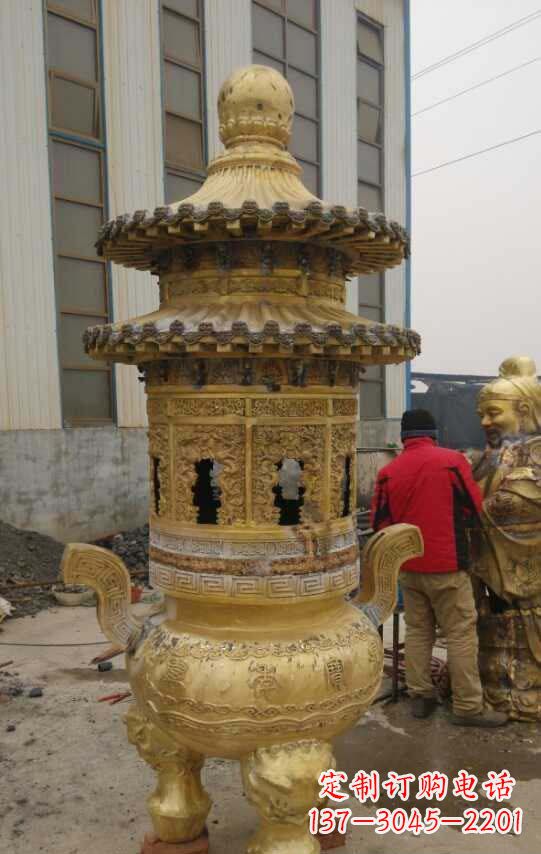 山西寺庙香炉铜雕塑