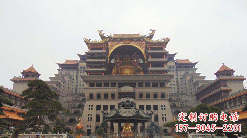 山西寺庙圆香炉铜雕