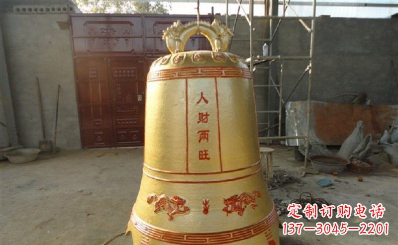 山西寺庙铸铜钟雕塑