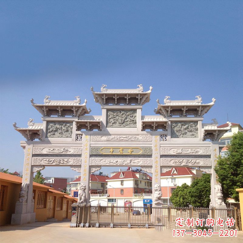 山西寺院大门石雕牌楼