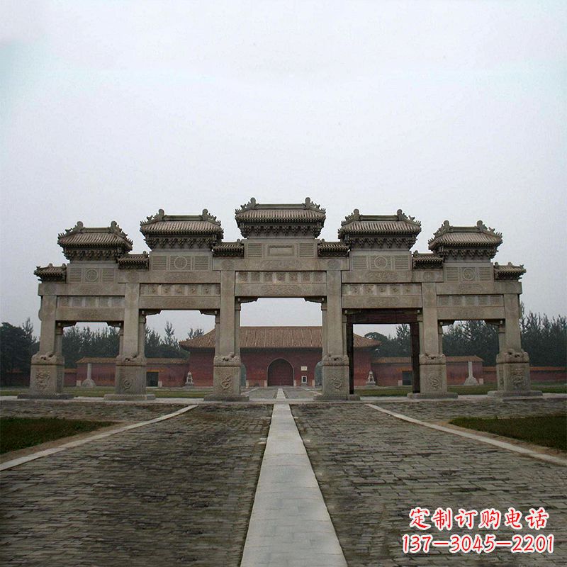 山西寺院五门石牌楼