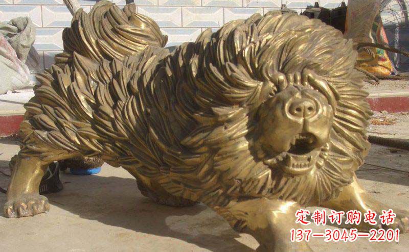 山西松狮犬动物铜雕