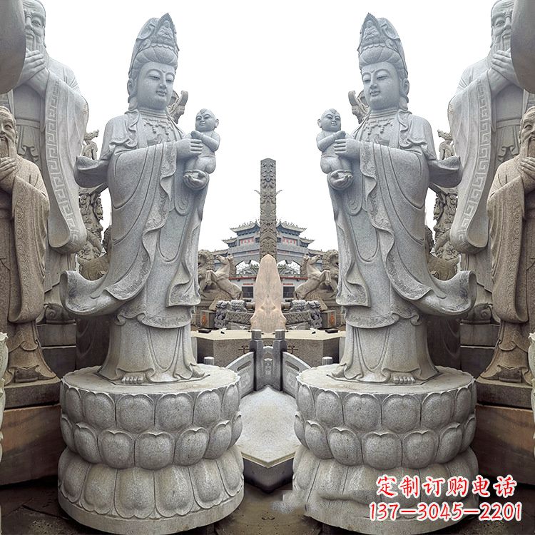 山西送子观音青石雕塑