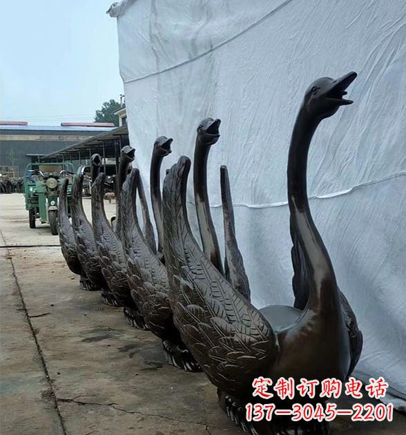 山西天鹅喷泉铜雕,园林喷泉水景流水组件